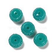 Opaque Resin Beads, Textured Rondelle, Light Sea Green, 12x7mm, Hole: 2.5mm(RESI-B020-07I)