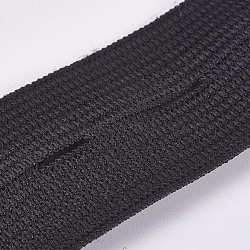 Flat Elastic Cord/Bands with Buttonhole, Webbing Garment Sewing Accessories, Black, 25mm, about 9m/roll(OCOR-WH0052-30B-01)