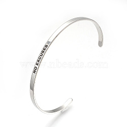201 Stainless Steel Cuff Bangles, Stainless Steel Color, 2-1/2 inch(6.4cm)~2-3/4 inch(7cm)(BJEW-Q685-01)