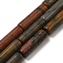 Natural Polychrome Jasper/Picasso Stone/Picasso Jasper Beads Strands, Column, 12.5~14x4~4.5mm, Hole: 1mm, about 28~29pcs/strand, 15.35~15.55 inch(39~39.5cm)(G-G006-A06-01)