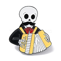 Musical Skull Enamel Pin, Halloween Alloy Brooch for Backpack Clothes, Moccasin, 30.5x27x2mm(JEWB-P035-A03)