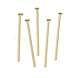 Brass Flat Head Pins, Lead Free & Cadmium Free, Real 24K Gold Plated, 15.5x0.8mm, Head: 1mm(KK-H502-01B-G)