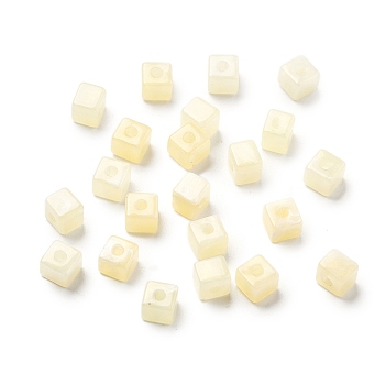 Transparent Acrylic Beads, Imitation Gemstone Beads, Cube, Cornsilk, 4.5x4.5x4.5mm, Hole: 1.7mm