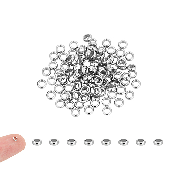 100Pcs 201 Stainless Steel Spacer Beads, Rondelle, Stainless Steel Color, 3x1mm, Hole: 2mm