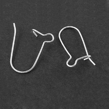 U Style Brass Hoop Earrings Findings Kidney Ear Wires, Lead Free and Cadmium Free, Platinum Plated, 24 Gauge, 16~18mmx8x0.5mm