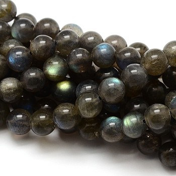 Grade AA Natural Gemstone Labradorite Round Beads Strands, 8mm, Hole: 1mm, about 48pcs/strand, 15.5 inch