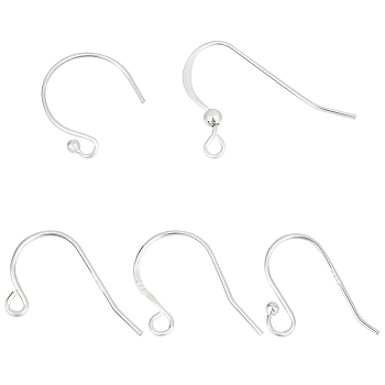 10 Pairs 5 Style 925 Sterling Silver Earring Hooks, Balloon Ear Wire, Ball End Ear Wire, Silver, 13~19x10~22x0.8~2.5mm, Hole: 2mm, Pin: 0.6~0.8mm, 2 Pairs/style
