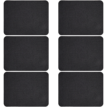 12Pcs Iron on/Sew on Imitation Jean Cloth Repair Patches, Rectangle, Black, 125x95x0.3mm