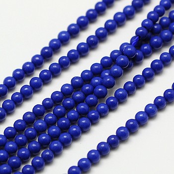 Synthetic Lapis Lazuli Bead Strands, Round, 3mm, Hole: 0.8mm, about 126pcs/strand, 16 inch
