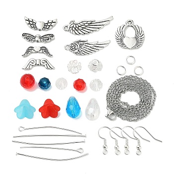 SUNNYCLUE DIY Earring and Necklace Making, with Tibetan Silver Beads, Alloy Pendants, Glass Beads, Brass Earring Hooks and 304 Stainless Steel Chain Necklaces, Mixed Color, 13.5x7x3cm