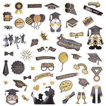8 Sheets 4 Styles Graduation Season Theme Paper Self-adhesive Stickers set, Rectangle with Graduation Theme Pattern, Colorful, 180x130x0.2mm, Stickers: 16.5~77x15~81mm, 2 sheets/style