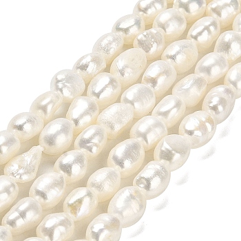 Natural Cultured Freshwater Pearl Beads Strands, Two Sides Polished, Grade 3A+, Beige, 7.5~8x6~6.5mm, Hole: 0.6mm, about 43pcs/strand, 13.39~13.58 inch(34~34.5cm)