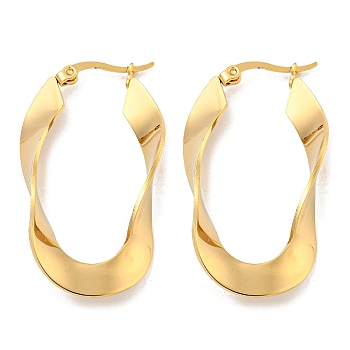202 Stainless Steel Irregular Oval Hoop Earring, with 304 Stainless Steel Pins for Women, Golden, 42x5.5mm