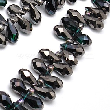 12mm Teal Drop Electroplate Glass Beads