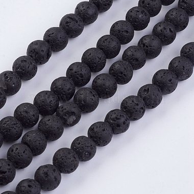 6mm Black Round Lava Beads