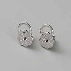 Brass Ear Nuts, Flower, Platinum, 12x8x6.5mm, Hole: 0.8mm/2.5x4.7mm(KK-WH0816-031P-02)
