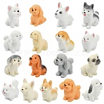 34Pcs 17 Styles Opaque Resin Dog Display Decorations, Micro Landscape Decoration Accessories, Mixed Color, 22.5~31.5x14.5~23x23.5~31.5mm, 2pcs/style(RESI-CJ0005-40)