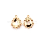 Electroplating Zinc Alloy Pendant Cabochon Settings, Hollow Out Lace, Open Back Bezel, Cadmium Free & Lead Free, Teardrop, Light Gold, Tray: 14x10mm, 24.5x19x3mm, Hole: 1.5mm(FIND-WH0005-63KCG)