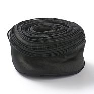 Organza Ribbon, Wired Sheer Chiffon Ribbon, for Package Wrapping, Hair Bow Clips Accessories Making, Black, 2-1/8 inch(55mm), about 37.18~38.28 yards(34~35m)/bag(ORIB-B001-12)
