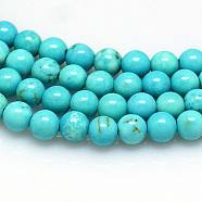 Natural Howlite Beads Strands, Round, Dyed, 4mm, Hole: 1mm, about 92~95pcs/strand, 15.5 inch(X-TURQ-G103-4mm-01)