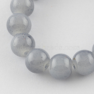 Imitation Jade Glass Beads Strands, Spray Painted, Round, Light Grey, 4mm, Hole: 1.1~1.3mm, about 200pcs/strand, 31.4 inch(X-DGLA-S076-4mm-30)