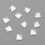 Brass Charms, Heart, 925 Sterling Silver Plated, 7x6x0.4mm, Hole: 0.9mm(KK-O131-14S)