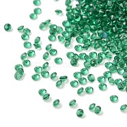Cubic Zirconia Cabochons, Faceted Diamond, Green, 1.2x1mm(ZIRC-K090-1.2mm-01H)