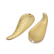 Tibetan Style Alloy Pendants, Leaf, Lead Free and Cadmium Free, Golden, 44x15x3.5mm, Hole: 1mm(EAAA089Y-G)