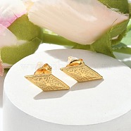 304 Stainless Steel Stud Earrings for Women, Rhombus, Golden, 17.5x7mm(STAS-Z117-21G)