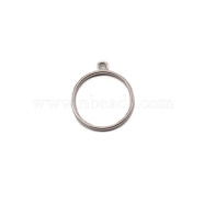 Zinc Alloy Open Back Bezel Pendants, For DIY UV Resin, Epoxy Resin, Pressed Flower Jewelry, Cadmium Free & Lead Free, Flat Round, Platinum, 32x28x3mm, Hole: 2.7mm, Inner Diameter: 24.5mm(FIND-WH0094-48P)