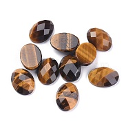 Natural Tiger Eye Cabochons, Faceted, Oval, 18x13x6mm(G-G760-A06)