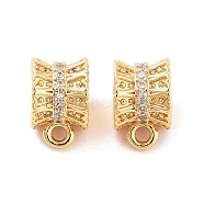 Brass Micro Pave Clear Cubic Zirconia Tube Bails, Column, Real 18K Gold Plated, 9x7.5x6.5mm, Hole: 1.5mm(KK-S394-06B)