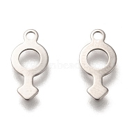 201 Stainless Steel Charms, Laser Cut, Male Gender Sign, Stainless Steel Color, 12x6x0.5mm, Hole: 1.4mm(STAS-O134-09P)