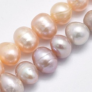 Natural Cultured Freshwater Pearl Beads Strands, Potato, Mixed Color, 6~7x6mm, Hole: 0.8mm, about 59pcs/strand, 13.6 inch(34.5cm)(PEAR-F007-48-01)