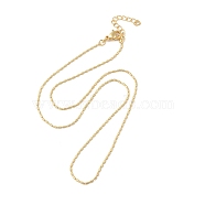 Brass Oval Beaded Chain Necklace, Long-Lasting Plated, Lead Free & Cadmium Free, Real 18K Gold Plated, 16.57 inch(42.1cm)(NJEW-R260-02G)