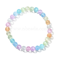 Dyed Natural Selenite Round Beaded Stretch Bracelet, Colorful, Inner Diameter: 2 inch(5.1cm), Beads: 6.5mm(BJEW-JB09581)
