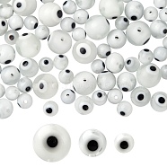3 Strands 3 Style Handmade Evil Eye Lampwork Round Bead Strands, White, 6~10mm, Hole: 1mm, about 39~65pcs/strand, 14.17~14.96 inch(36~38cm), 1 strand/style(LAMP-LS0001-12D)