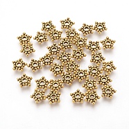 Tibetan Style Alloy Spacer Beads, Cadmium Free & Lead Free, Antique Golden, 8x8.5x2mm, Hole: 2mm, about 3000pcs/1000g(TIBEB-A402-AG-RS)