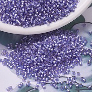 MIYUKI Delica Beads, Cylinder, Japanese Seed Beads, 11/0, (DB0694) Dyed Semi-Frosted Silver Lined Purple, 1.3x1.6mm, Hole: 0.8mm, about 2000pcs/10g(X-SEED-J020-DB0694)