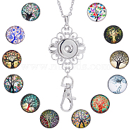 DIY Interchangeable Tree of Life Office Lanyard ID Badge Holder Necklace Making Kit, Including Glass Snap Buttons & Alloy Keychain Making, 304 Stainless Steel Cable Chains Necklace, Mixed Color, 14Pcs/box(DIY-SC0023-29)