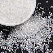 Cylinder Seed Beads, Frosted AB Colors, Round Hole, Uniform Size, Clear, 2x1.5mm, Hole: 0.8mm, about 40000pcs/bag, about 450g/bag(SEED-H001-F07)