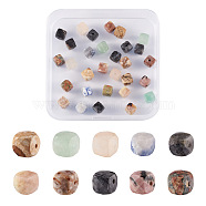 100Pcs 10 Style Natural Gemstone Beads, Cube, Faceted, 6~6.5x6~6.5x6~6.5mm, Hole: 1mm, 10pcs/style(G-FW0001-20)