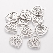 201 Stainless Steel Charms, Heart with Phrase Big Sister, Stainless Steel Color, 15x13.7mm(STAS-Q201-T193)