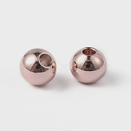 Round Ion Plating(IP) 202 Stainless Steel Beads, Rose Gold, 6x5mm, Hole: 2mm(STAS-O091-B-04RG)