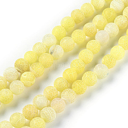 Natural Weathered Agate Beads Strands, Dyed & Heated, Round, Yellow, 8mm, Hole: 1.2mm, about 48pcs/strand, 14.37 inch(G-P414-A04)