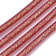 PVC Tubular Synthetic Rubber Cord, Hollow Pipe, with Glitter Powder, Crimson, 4mm, Hole: 1.8mm, about 54.68 yards(50m)/bundle(RCOR-T002-02B-04)