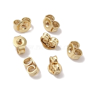 Brass Ear Nuts, Lead Free & Cadmium Free, Flat Round, Real 24K Gold Plated, 3x4x2.5mm, Hole: 0.9mm(KK-K383-20G)