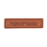Imitation Leather Label Tags, with Holes & Word Handmade, for DIY Jeans, Bags, Shoes, Hat Accessories, Rectangle, Chocolate, 10x40mm(PURS-PW0001-478B)