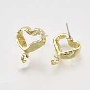 Alloy Stud Earring Findings, with Loop, Heart, Light Gold, 15.5x13mm, Hole: 2mm, Pin: 0.6mm(X-PALLOY-S121-247)