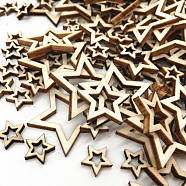 Unfinished Wood Star Shape Discs Slices, Wood Pieces for DIY Embellishment Crafts, PapayaWhip, 3cm, 100pcs/set(WOCR-PW0001-026D)